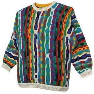 Vintage 90s COOGI Australia Men's Sweater Crewneck Multicolor Neon sz XLarge Y2K